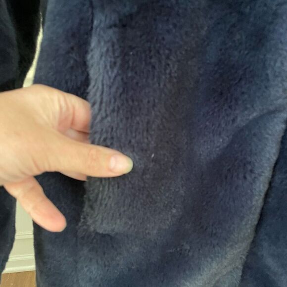 Carolina Belle Dark Blue Faux Fur Plush Hooded Coat XS - Picture 4 of 8